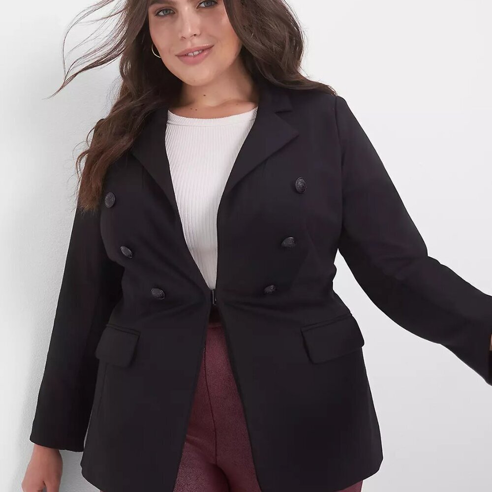 Lane Bryant black double breasted blazer size 20P